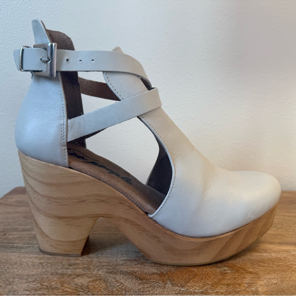 Free People White Leather Platform Shoes